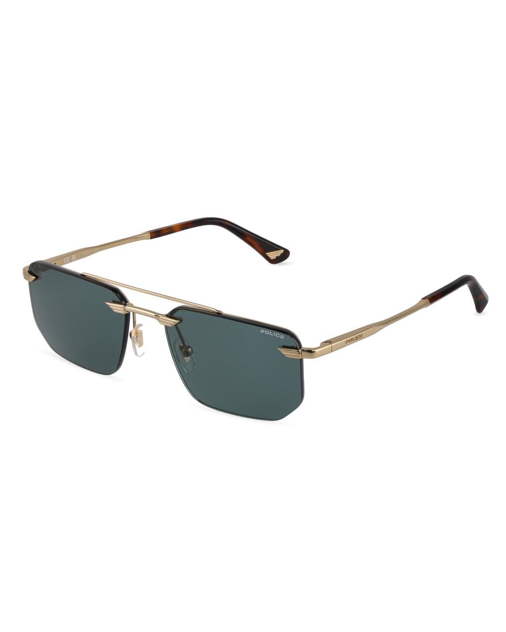 Police Black Splu76 Overfly 2 300 Sunglasses Metal Geometric Normal for men