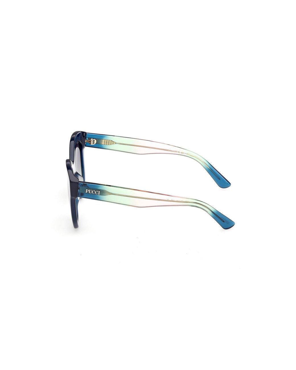 Emilio Pucci Blue Ep0254 90B Sunglasses Acetate Smoke Geometric Normal