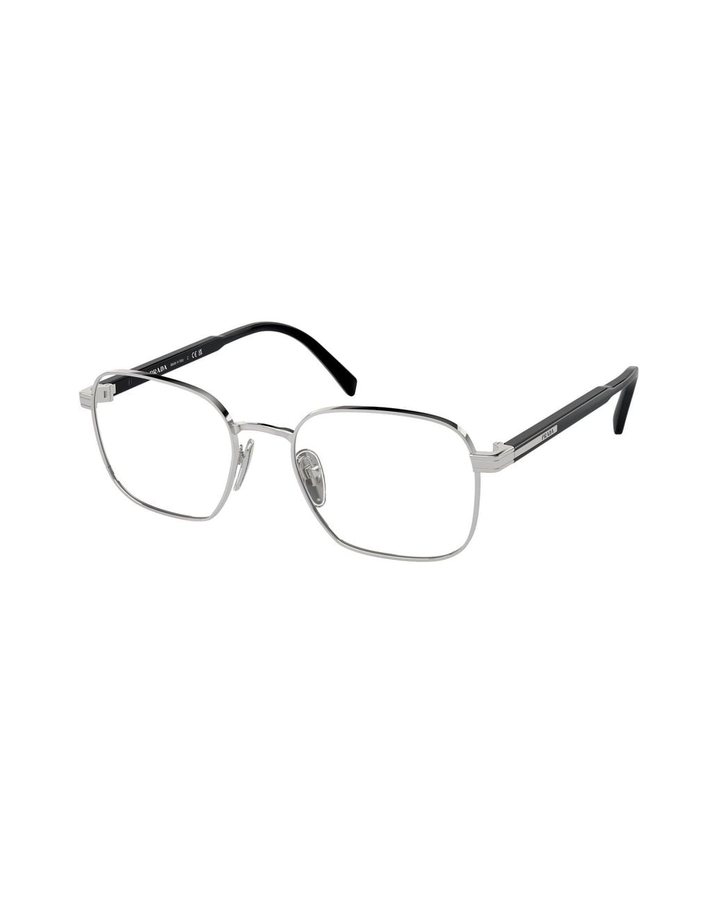 Prada Black Pr A55V 1Bc1O1 Optical Frames Metal Squared Normal for men