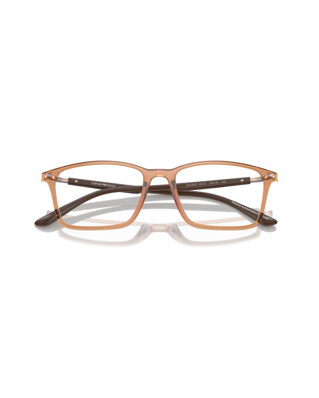 Emporio Armani Black Ea3237 6110 Optical Frames Injected Transparent Squared Normal for men