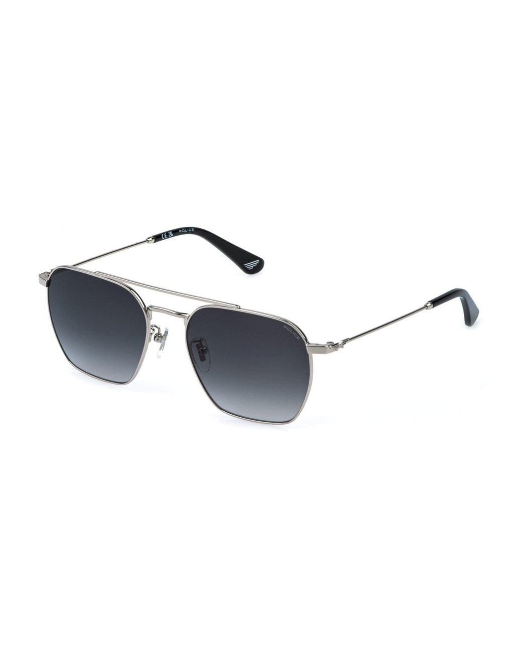 Police Black Splr72 Origins Lite 36 579 Sunglasses Metal Smoke Geometric Normal Nuanced for men
