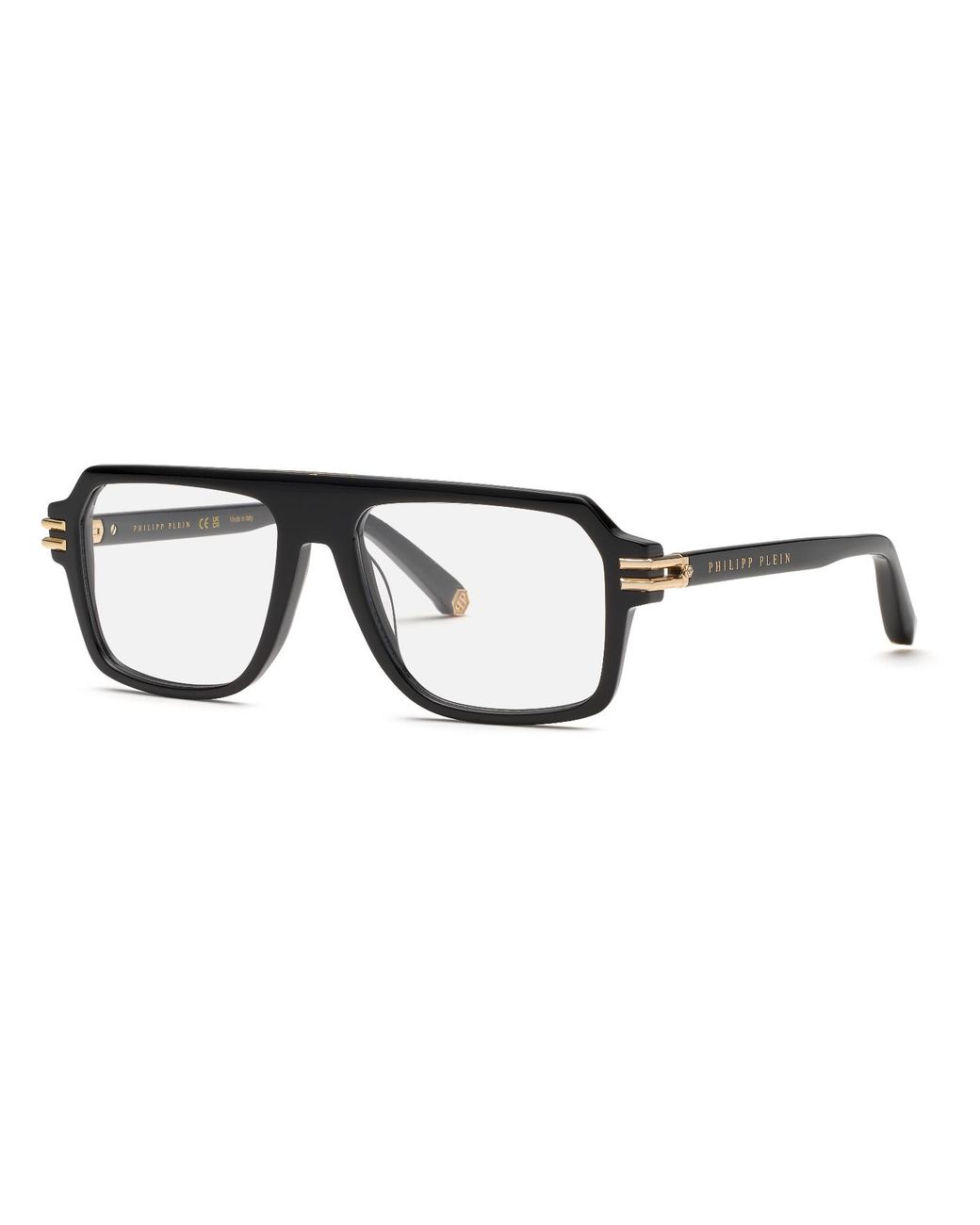 Philipp Plein Black Vpp195M Plein Icon 703 Optical Frames Acetate Squared for men