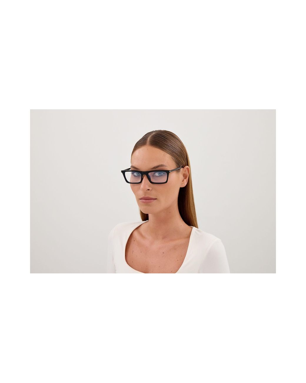 Saint Laurent Black Sl 890 Betty Thin Opt 001 Optical Frames Acetate Transparent Squared Antiriflesso