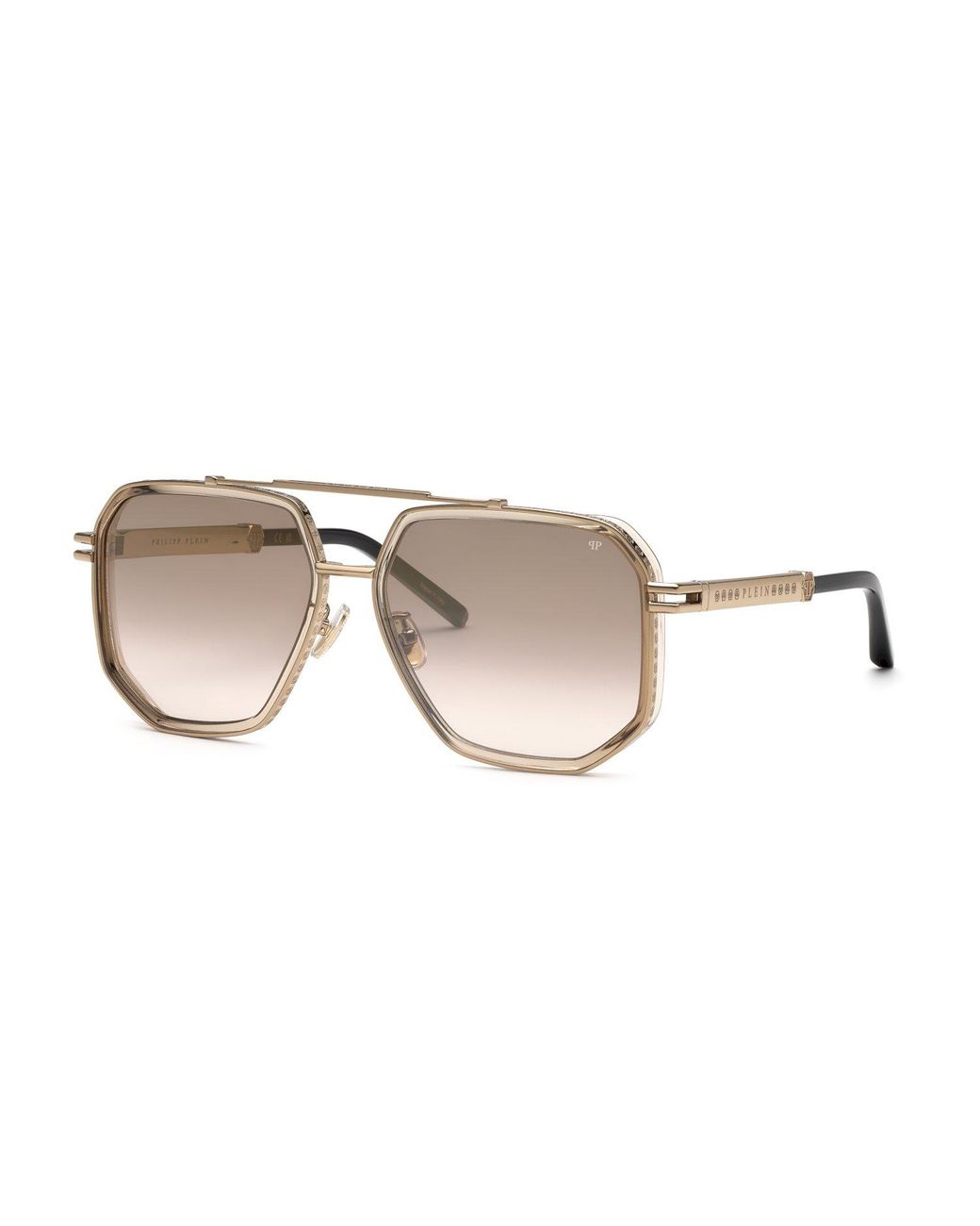 Philipp Plein Black Spp187M Plein Legacy 8L7G Sunglasses Metal Geometric Normal Nuanced for men