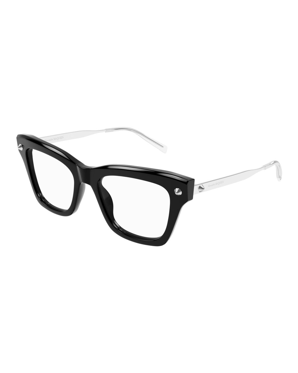 McQueen Black Am0484O 001 Optical Frames Acetate Transparent Squared