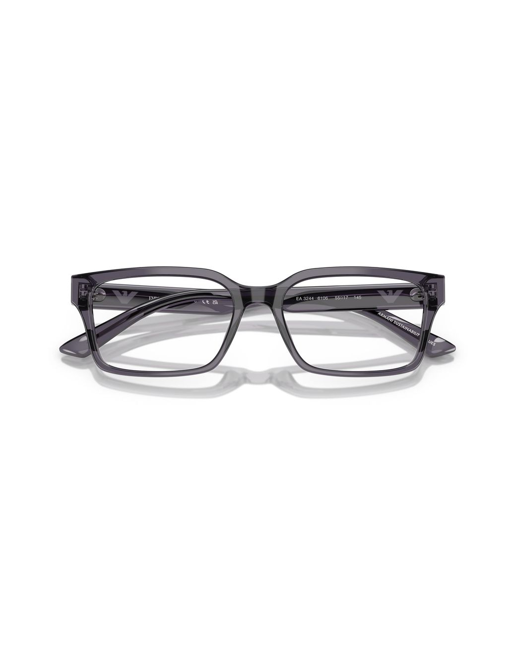Emporio Armani Black Ea3244 6174 Optical Frames Acetate Squared Normal for men