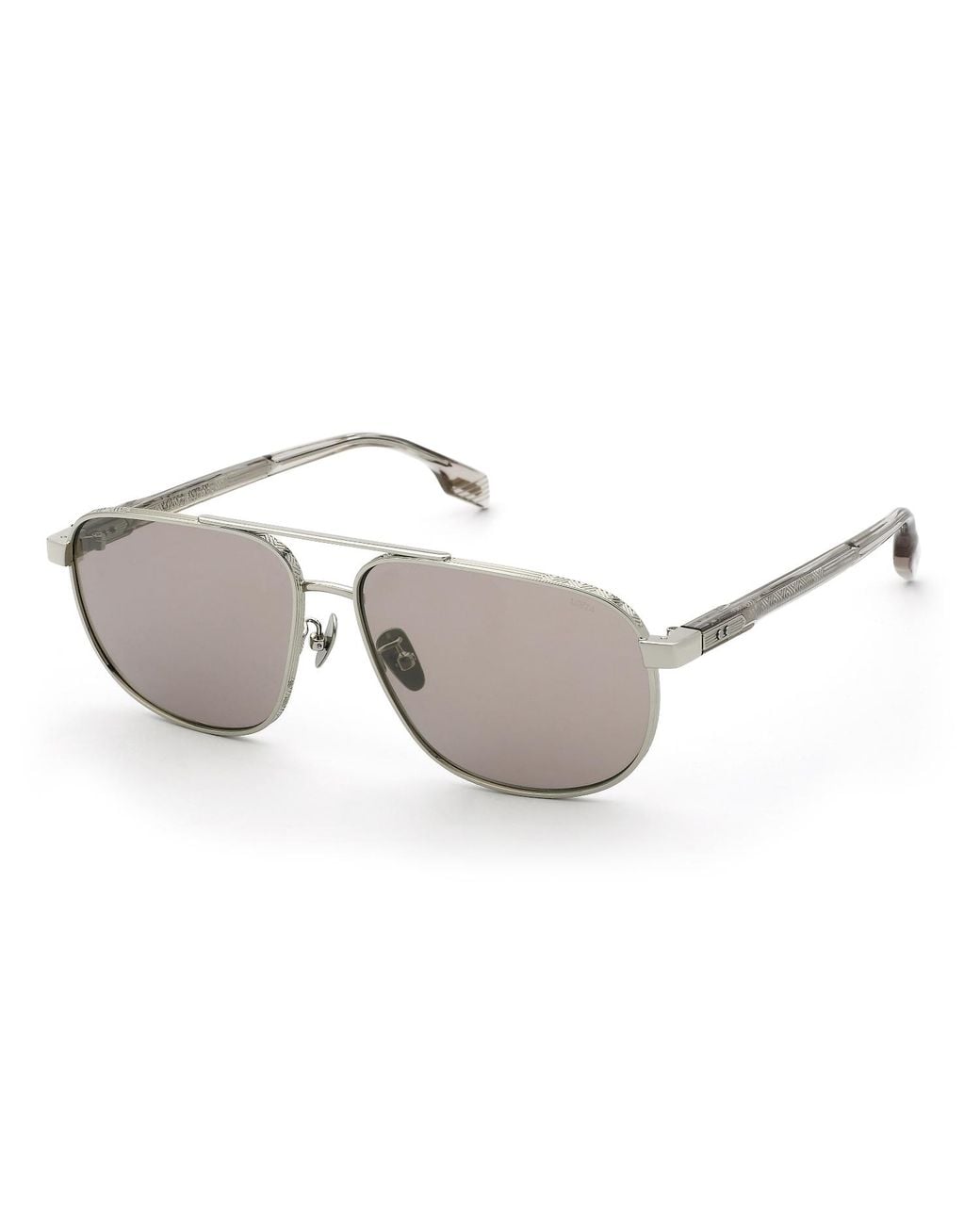 Lozza Black Sl2454M Crescendo 2 579X Sunglasses Metal Smoke Squared Normal Mirrored for men