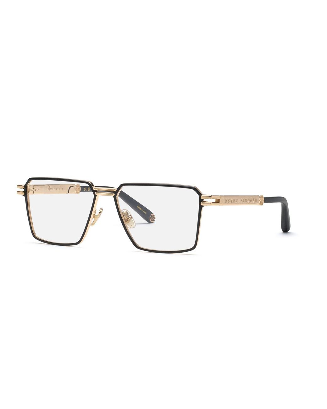 Philipp Plein Black Vpp208M Plein Legacy 302 Optical Frames Metal Geometric for men