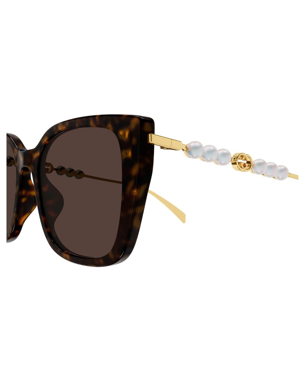 Gucci Black Gg1971Sa Square Pearl Sunglasses