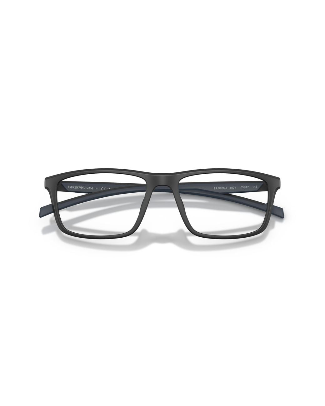 Emporio Armani Black Ea3286U 5001 Optical Frames Injected Transparent Squared Normal for men