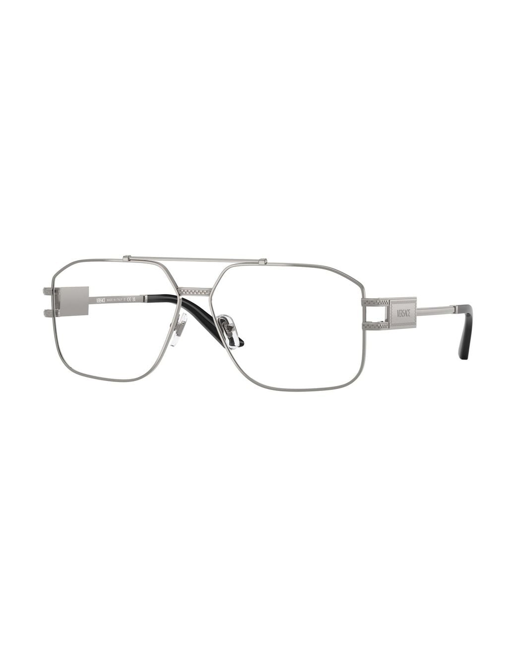 Versace Black Ve1302 1001 Optical Frames Steel Geometric Normal for men