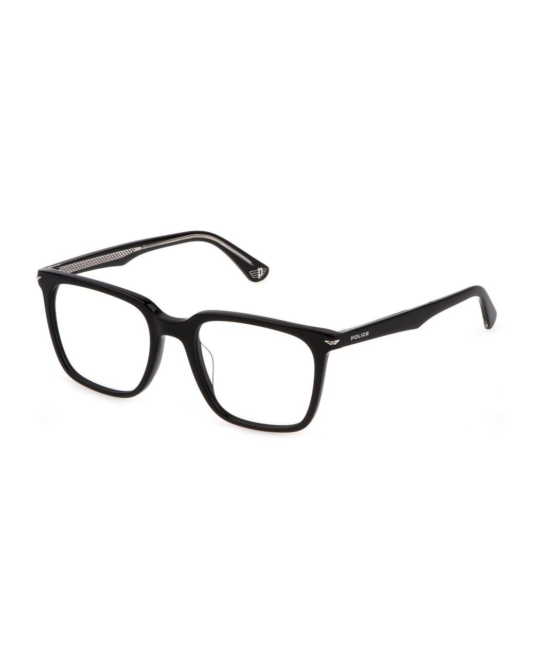 Police Black Vplg73 Champ 2 0700 Optical Frames Acetate Squared for men