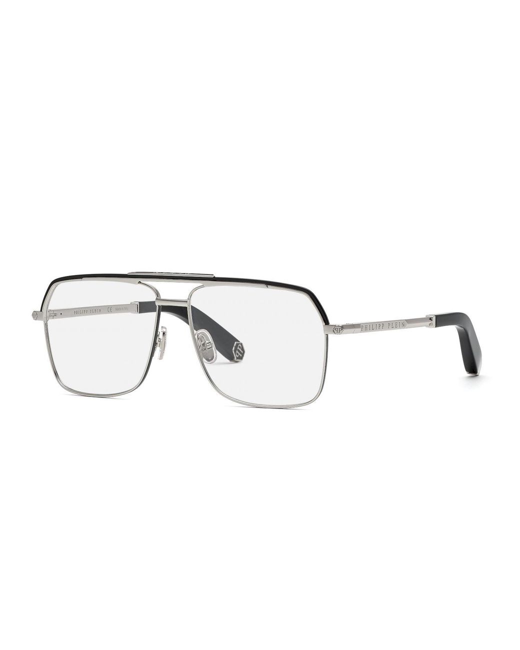 Philipp Plein Black Vpp085M Pure Plein 578 Optical Frames Metal Squared for men