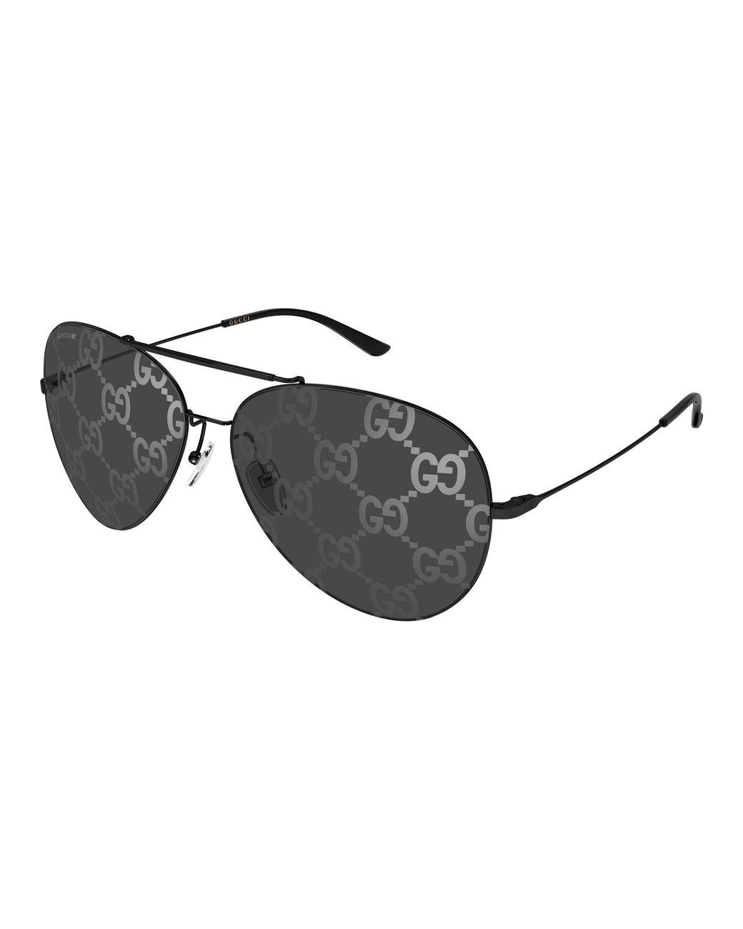 Gucci Black Gg2172S 002 Sunglasses Metal Smoke Pilot for men