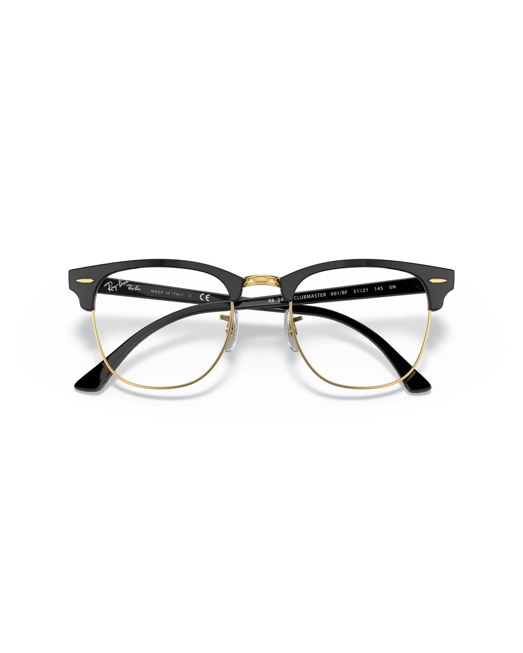 Ray-Ban Sunglasses Unisex Clubmaster Blue-light Clear - Shiny Black Frame Clear Lenses 51-21