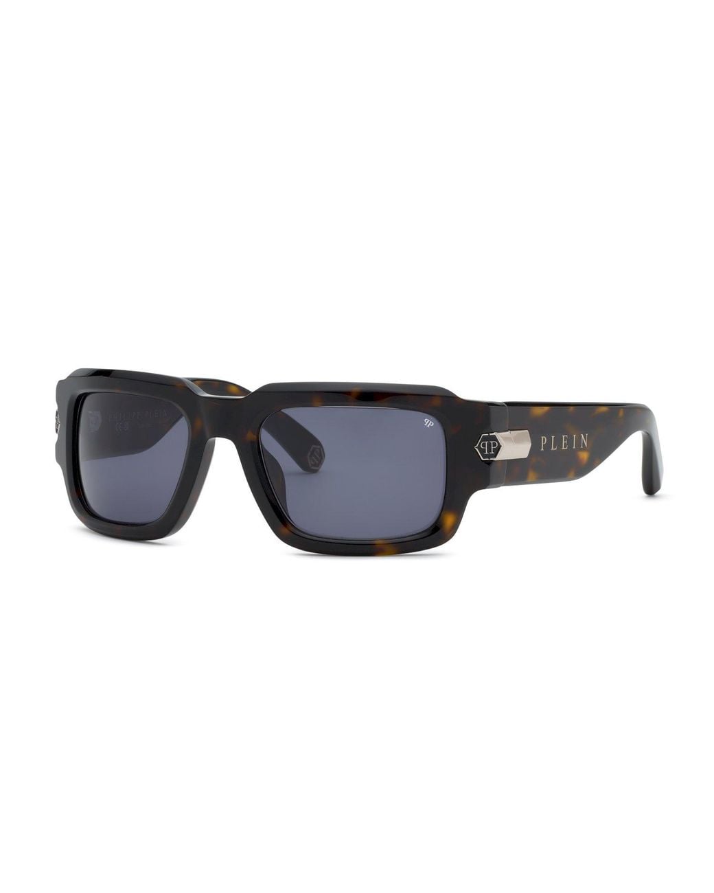 Philipp Plein Black Spp182M Plein Empire 722 Sunglasses Acetate Smoke Squared Normal for men
