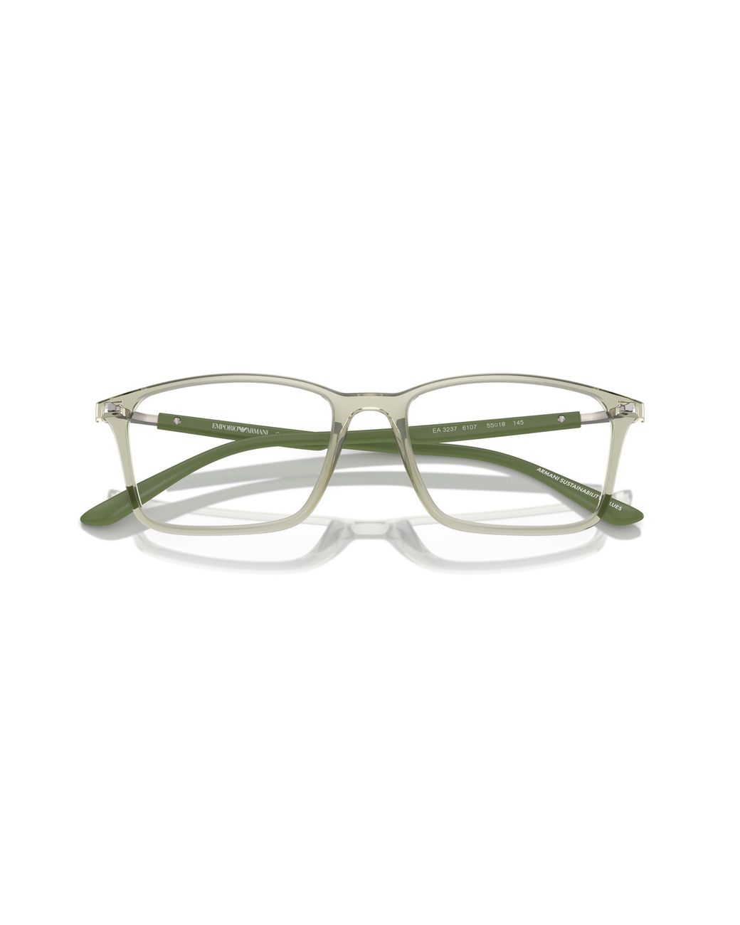 Emporio Armani Black Ea3237 6107 Optical Frames Injected Transparent Squared Normal for men