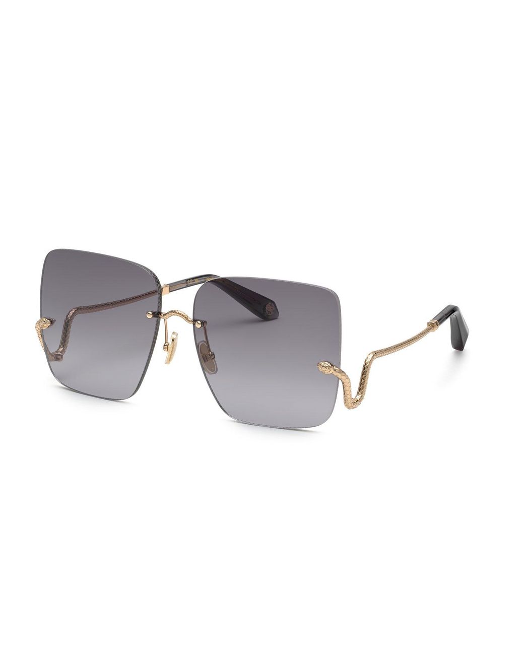 Roberto Cavalli Black Src061 300 Sunglasses Metal Smoke Squared Anti-Glare Shaded