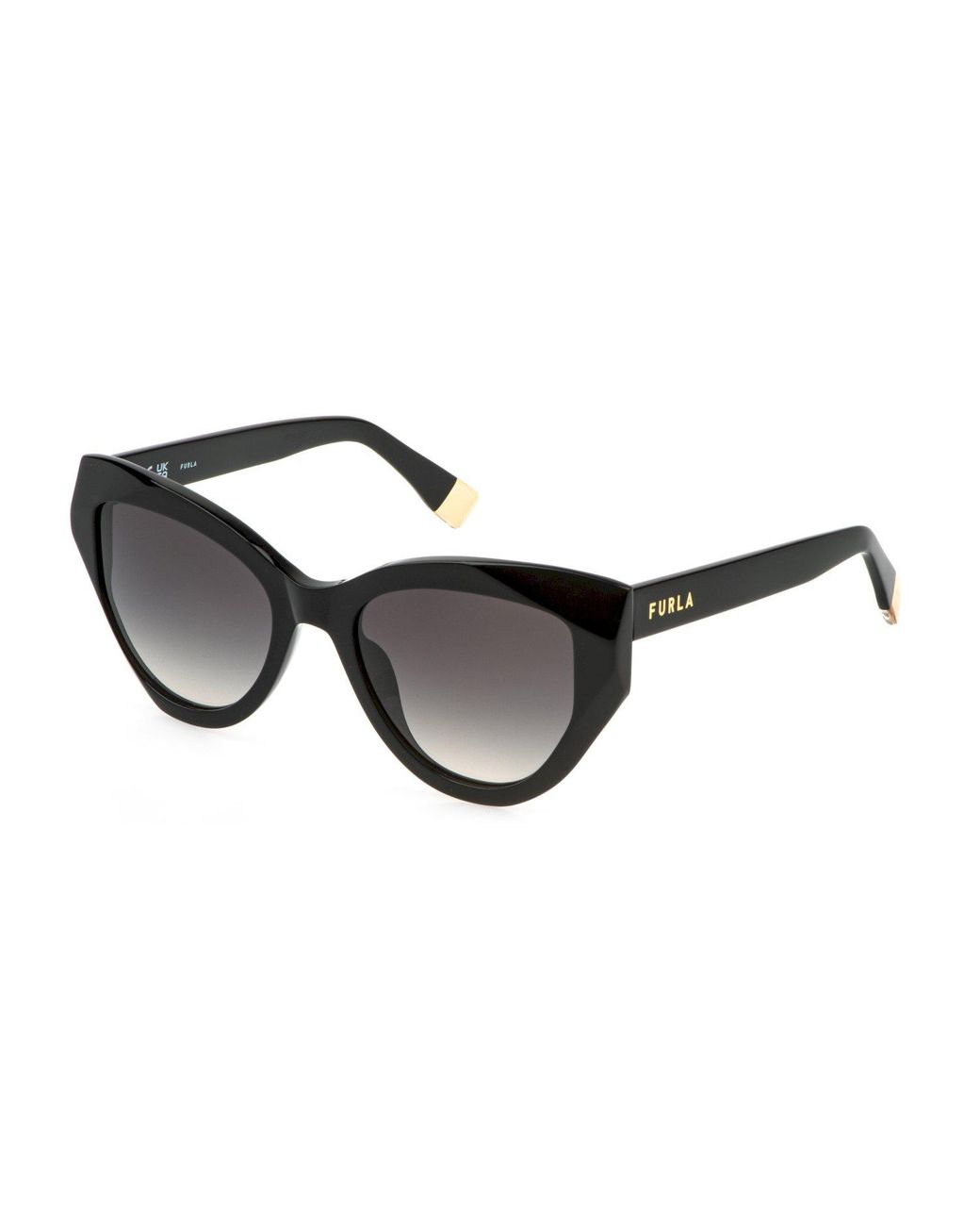 Furla Black Sfu886 0700 Sunglasses Acetate Smoke Geometric Normal Shaded
