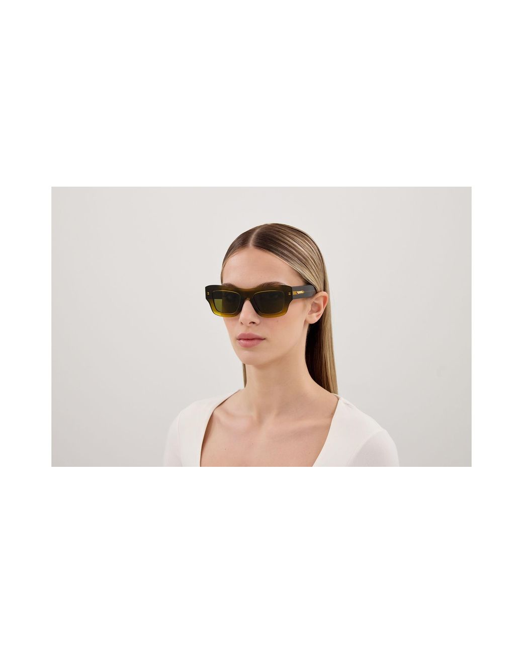 Bottega Veneta Green Bv1357S 005 Sunglasses Acetate Squared