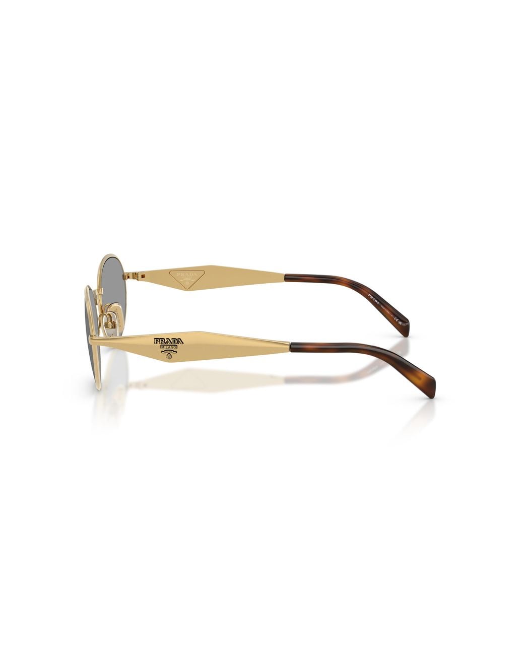 Prada Black Pr D57S 5Ak50Q Sunglasses Metal Round Normal