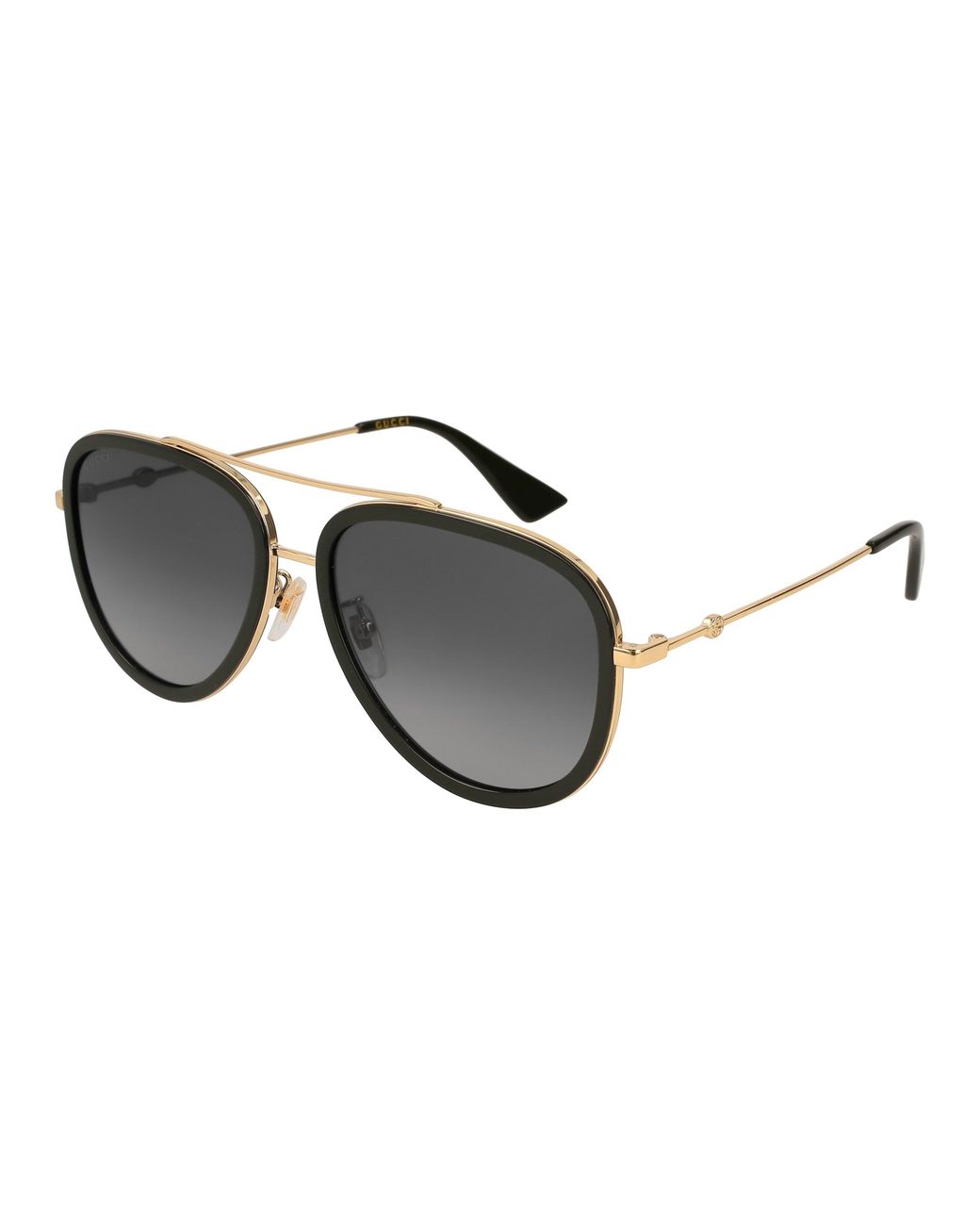 Gucci Black Gg0062S 011 Sunglasses Metal Pilot Polarized Flash