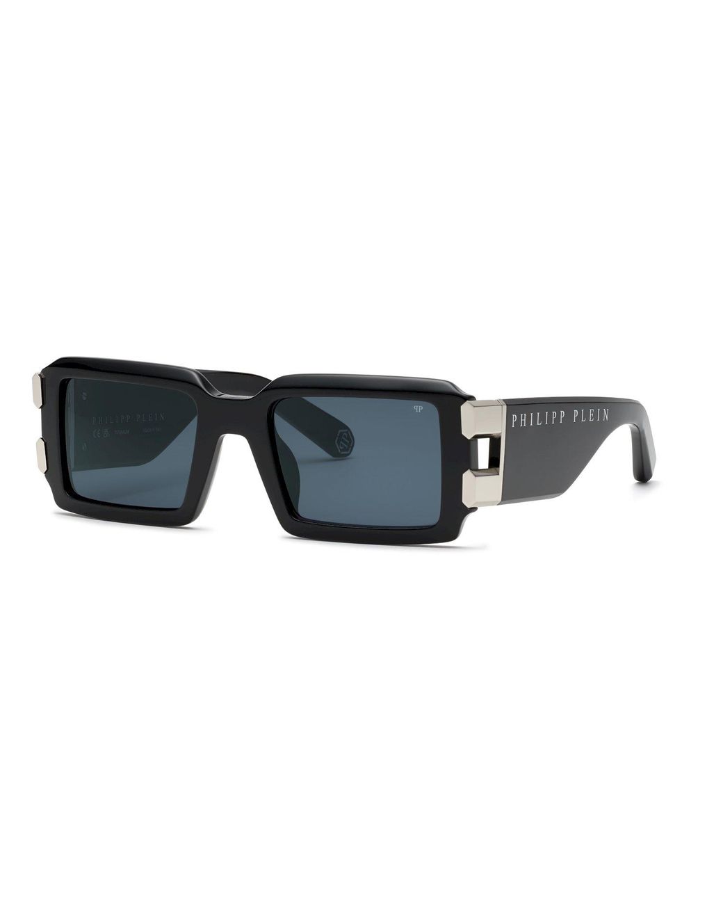 Philipp Plein Black Spp129M Plein Eagle 700 Sunglasses Acetate Smoke Squared Normal for men