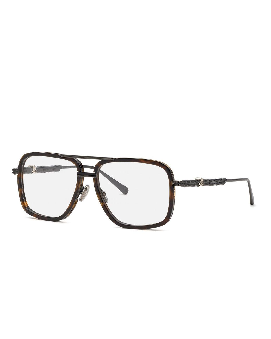 Philipp Plein Black Vpp063V Plein Rock Superhero 593 Optical Frames Metal Squared for men