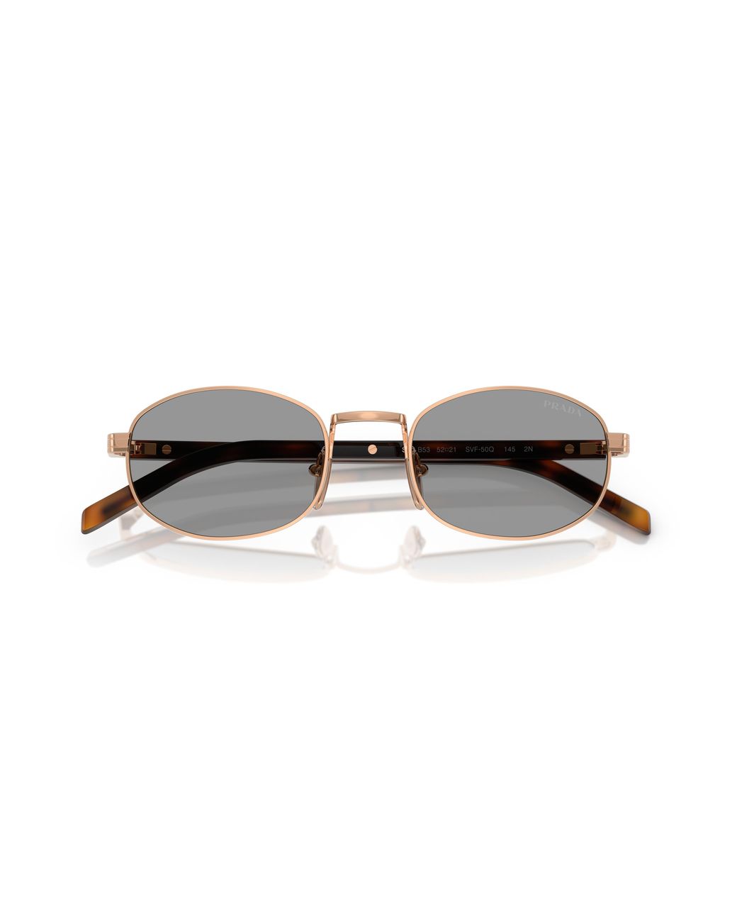 Prada Black Pr B53S Svf50Q Sunglasses Steel Round Normal