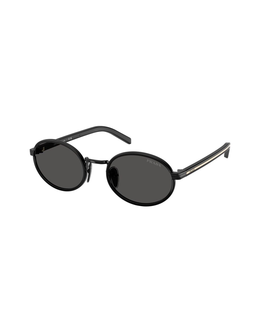 Prada Black Pr B56S Aav08Z Sunglasses Steel Round Normal