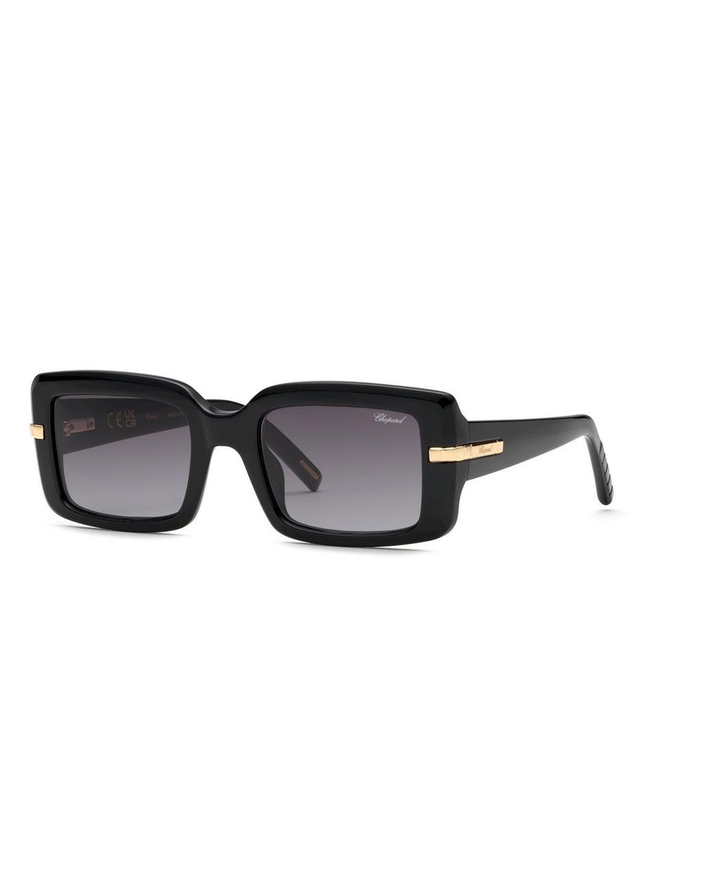 Chopard Black Sch413M 0Blk Sunglasses Acetate Smoke Squared Anti-Glare Nuanced