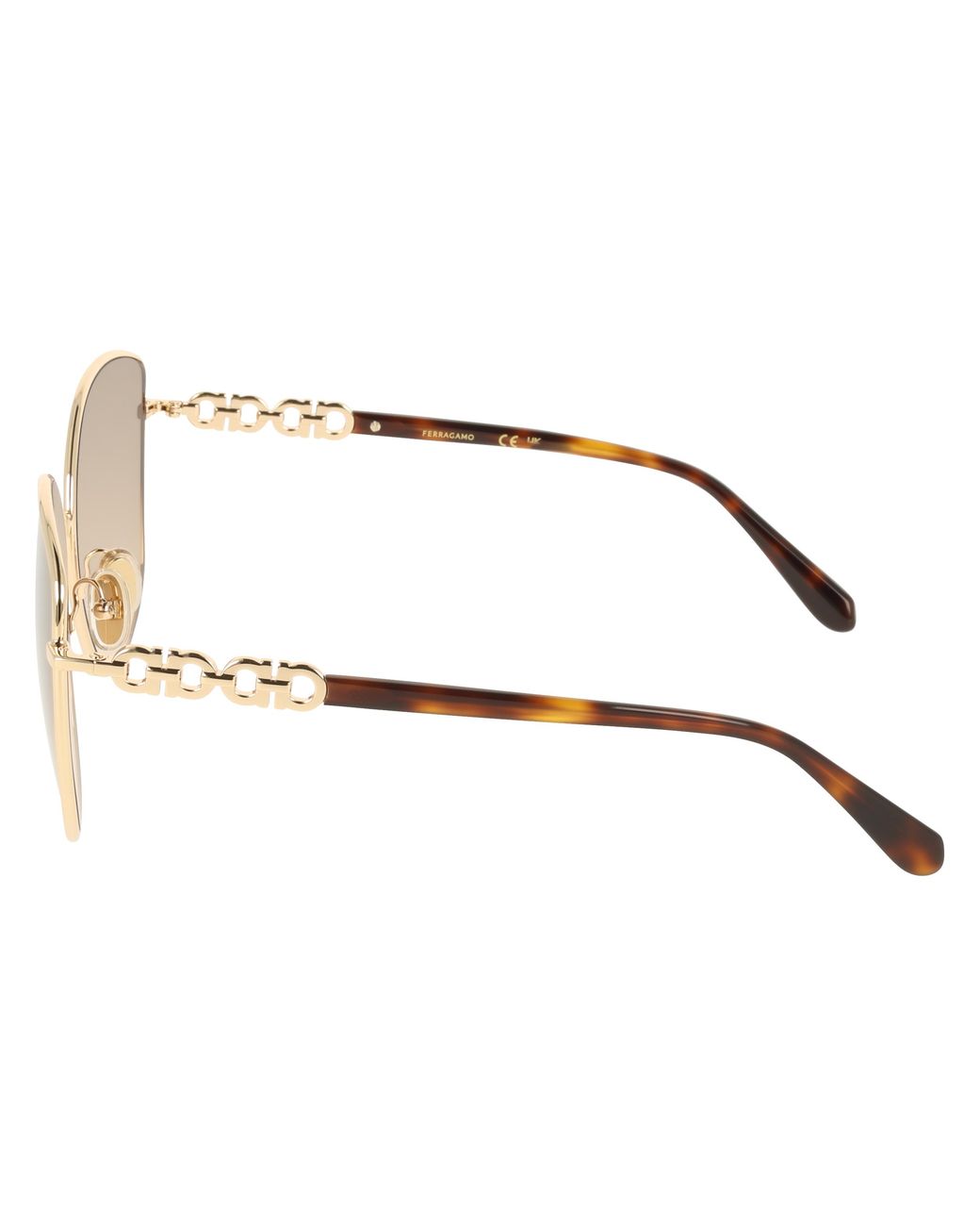 Ferragamo Black Sf339S 747 Sunglasses Metal Squared Normal