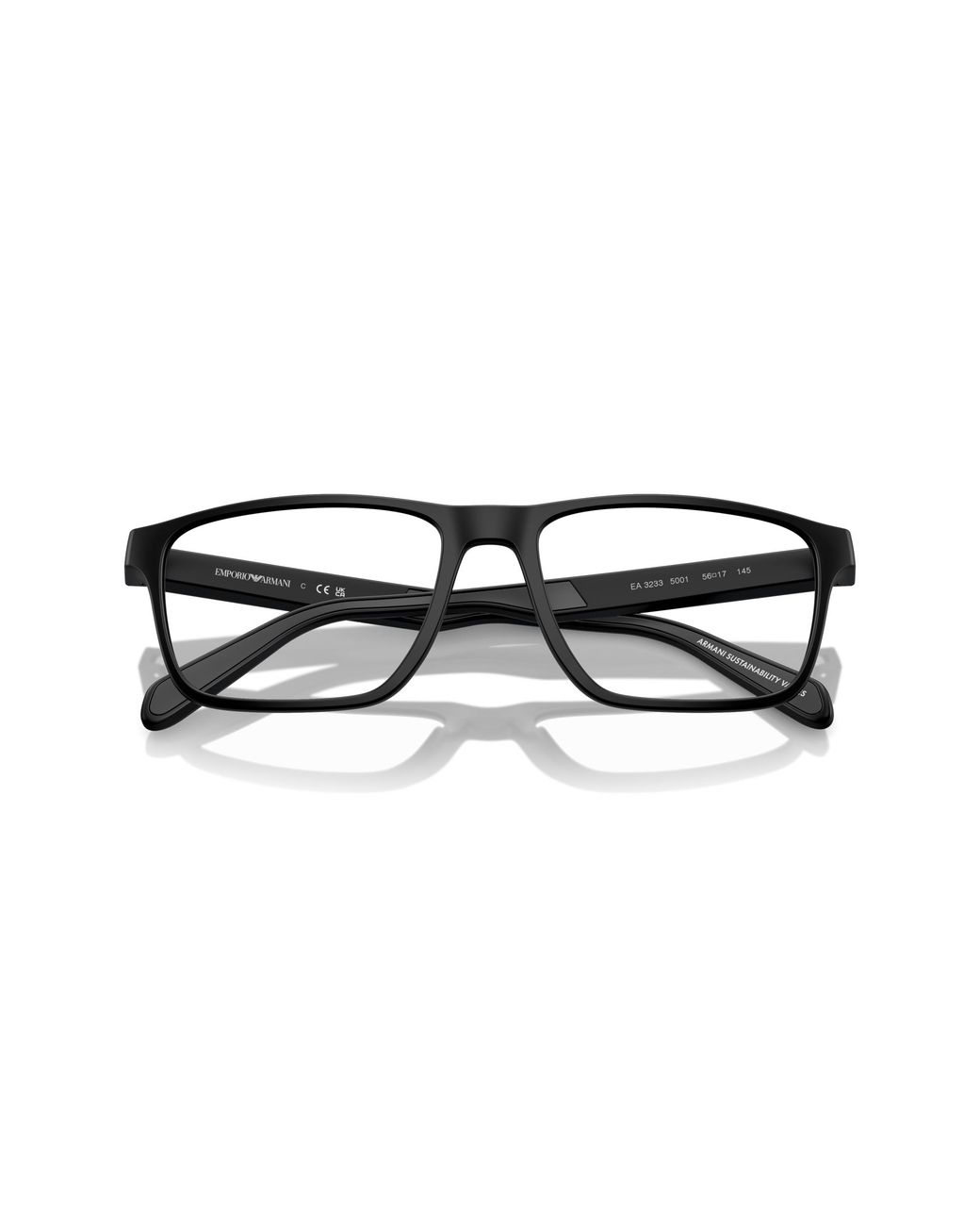 Emporio Armani Black Ea3233 5001 Optical Frames Injected Squared Normal for men
