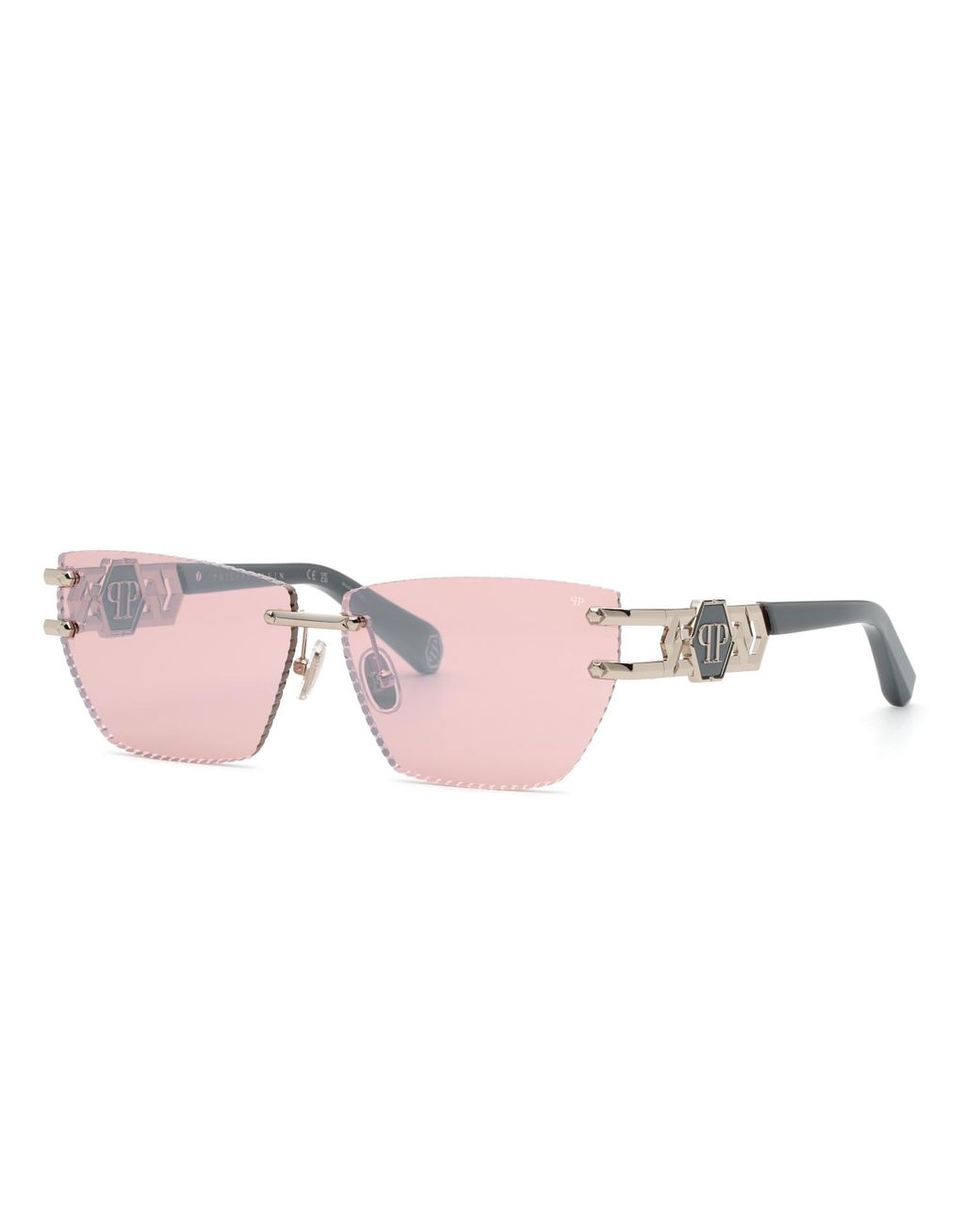 Philipp Plein Black Spp239M Plein Icon Edge 579X Sunglasses Metal Butterfly Normal Mirrored