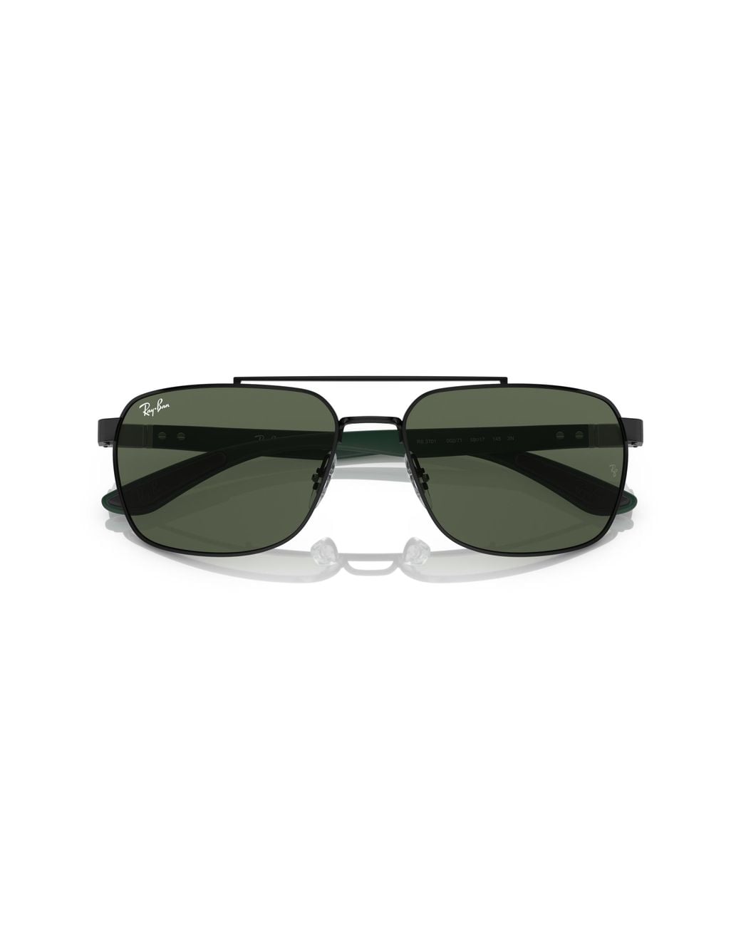 Ray-Ban Black Rb3701 Sunglasses Matte Green Frame Green Lenses 59-17 for men