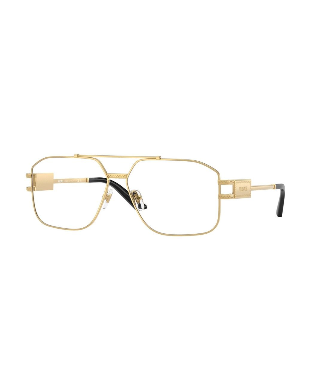 Versace Black Ve1302 1002 Optical Frames Steel Geometric Normal for men