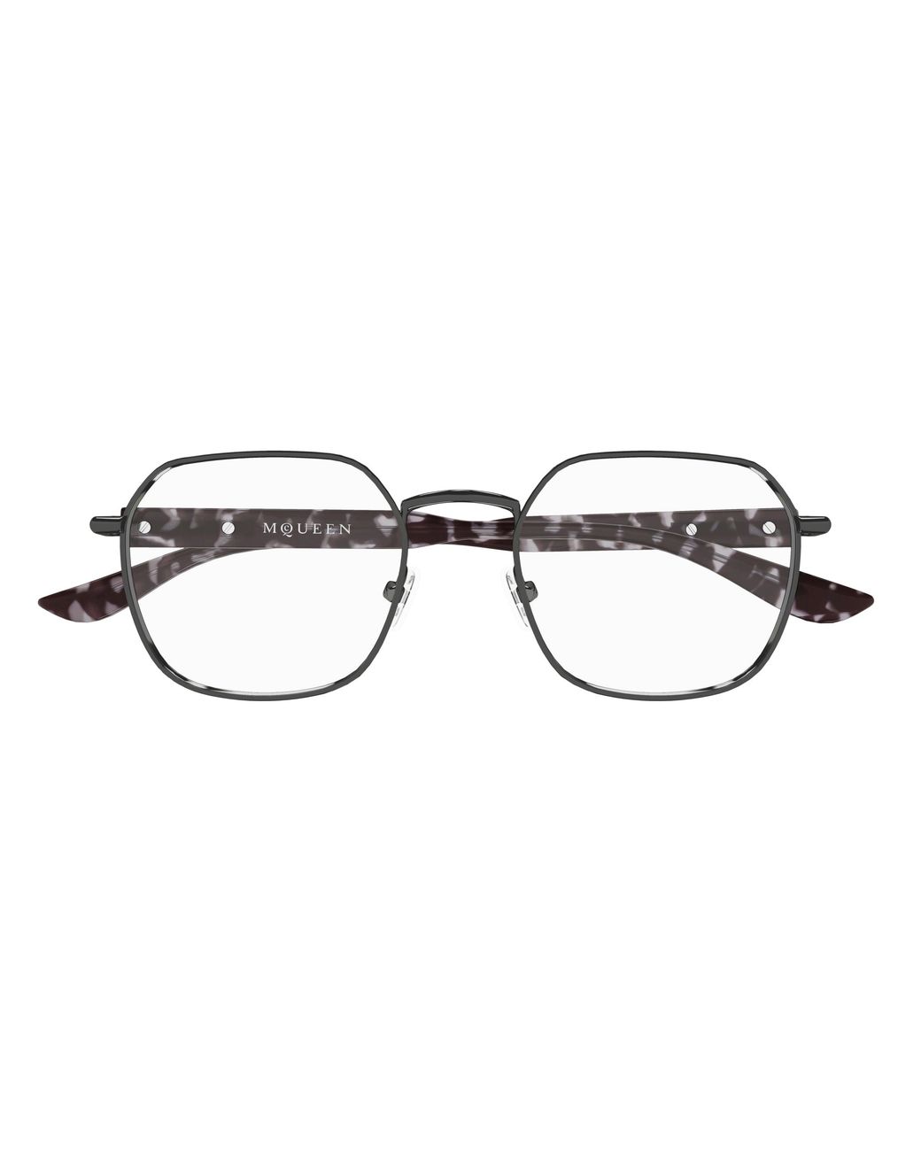 McQueen Black Am0499O 002 Optical Frames Acetate Transparent Geometric for men