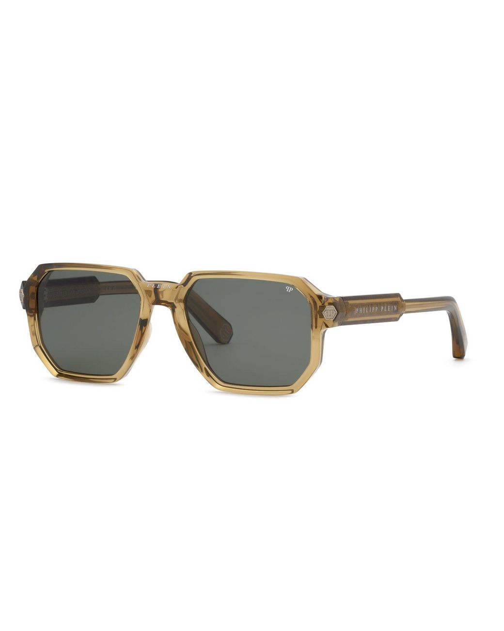 Philipp Plein Black Spp202M Plein Contemporary 0B86 Sunglasses Injected Geometric Normal for men