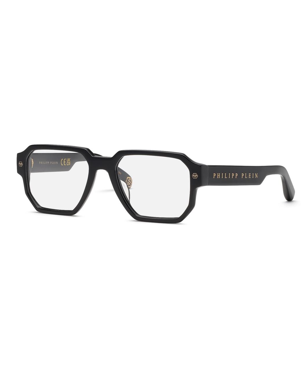 Philipp Plein Black Vpp199V Plein Stud 700Y Optical Frames Acetate Geometric for men