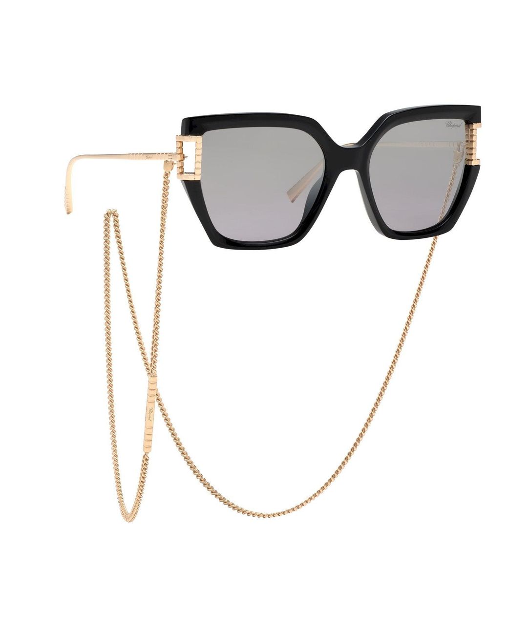 Chopard Gray Ikch378 Blkx Sunglasses Acetate Smoke Geometric Anti-Glare Shaded