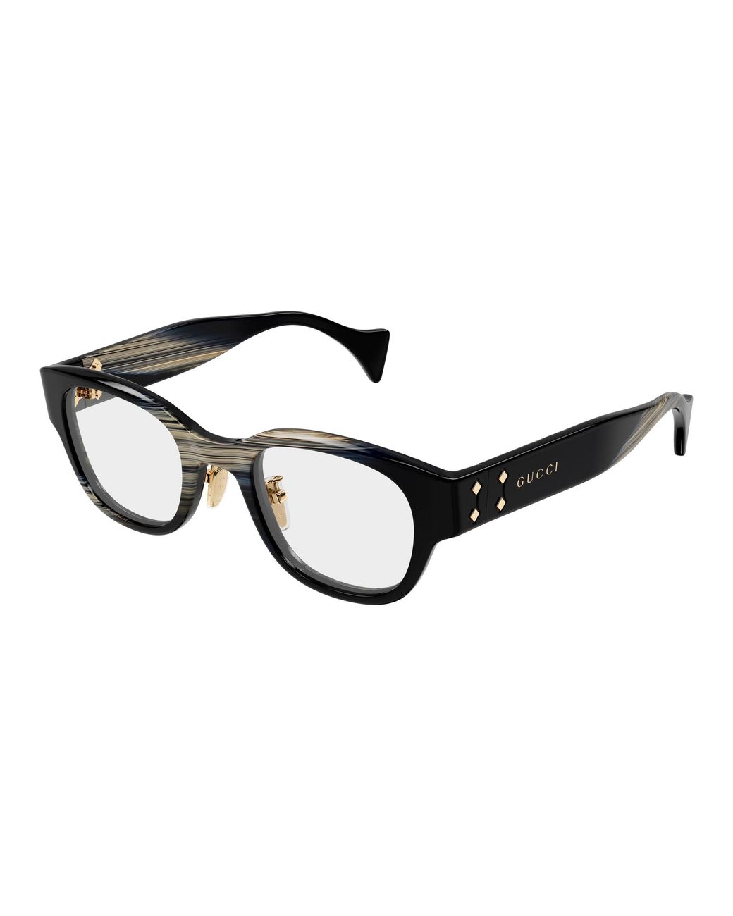 Gucci Black Gg2001Oj 003 Optical Frames Acetate Transparent Round for men