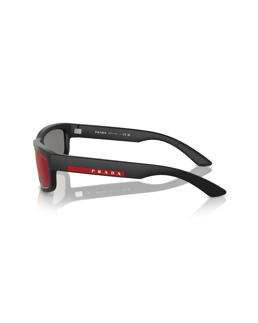 Prada Linea Rossa Black Ps 05Zs Dg008F Sunglasses Injected Squared Mirrored Mirror for men