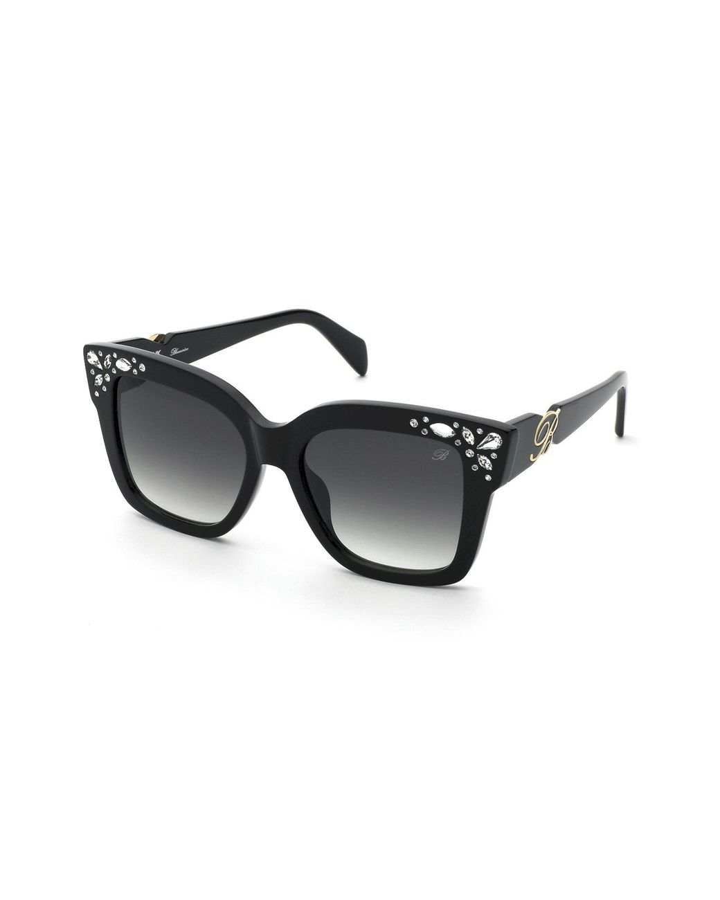Blumarine Black Sbm887S 700S Sunglasses Acetate Smoke Squared Normal Shaded