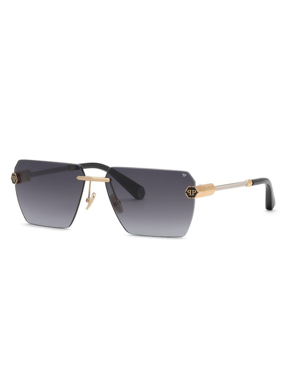 Philipp Plein Black Spp205 Plein Royal 340 Sunglasses Metal Smoke Geometric Normal Nuanced for men