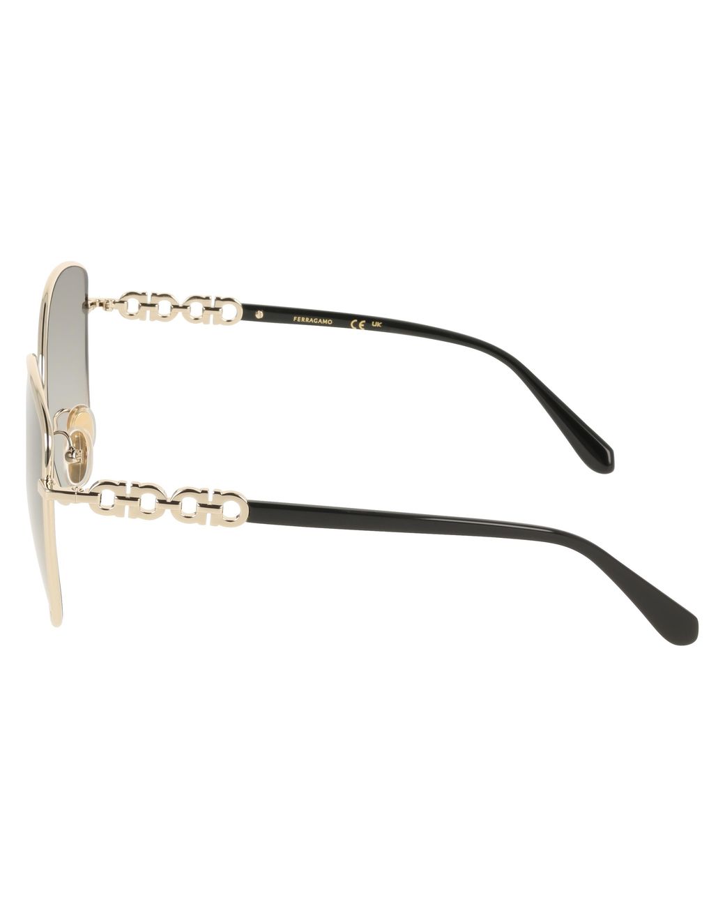 Ferragamo Black Sf339S 738 Sunglasses Metal Squared Normal