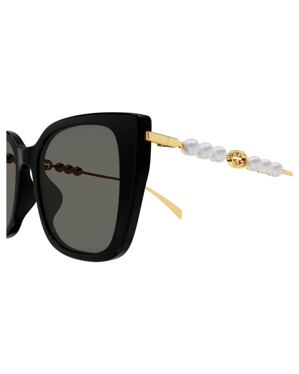 Gucci Black Gg1971Sa Square Pearl Sunglasses