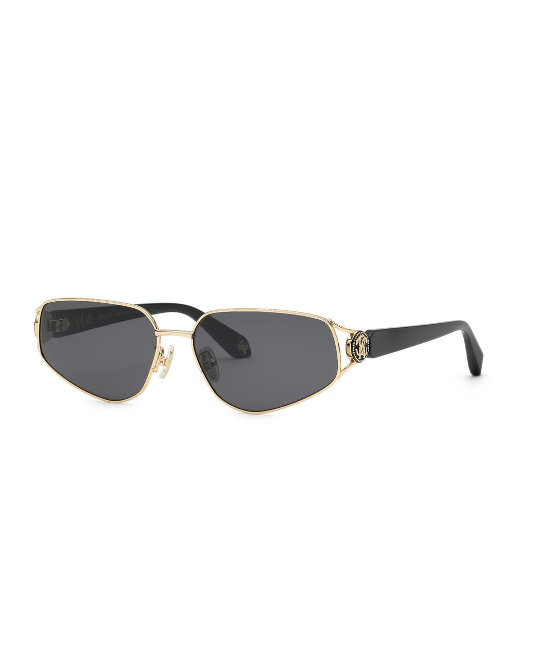 Roberto Cavalli Black Src175M 300 Sunglasses Metal Smoke Geometric Normal