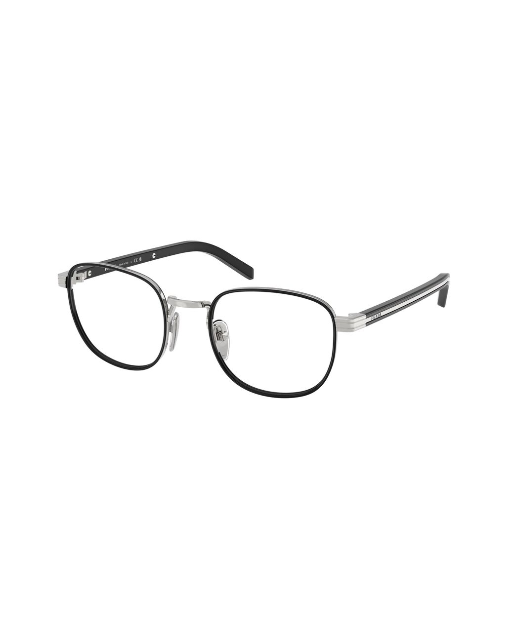 Prada Black Pr D50V 1Bc1O1 Optical Frames Metal Transparent Pantos Normal for men