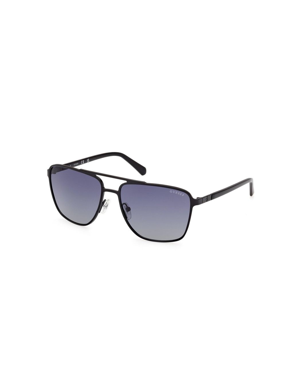 Guess Black Gu00210 02D Sunglasses Metal Smoke Squared Polarized for men