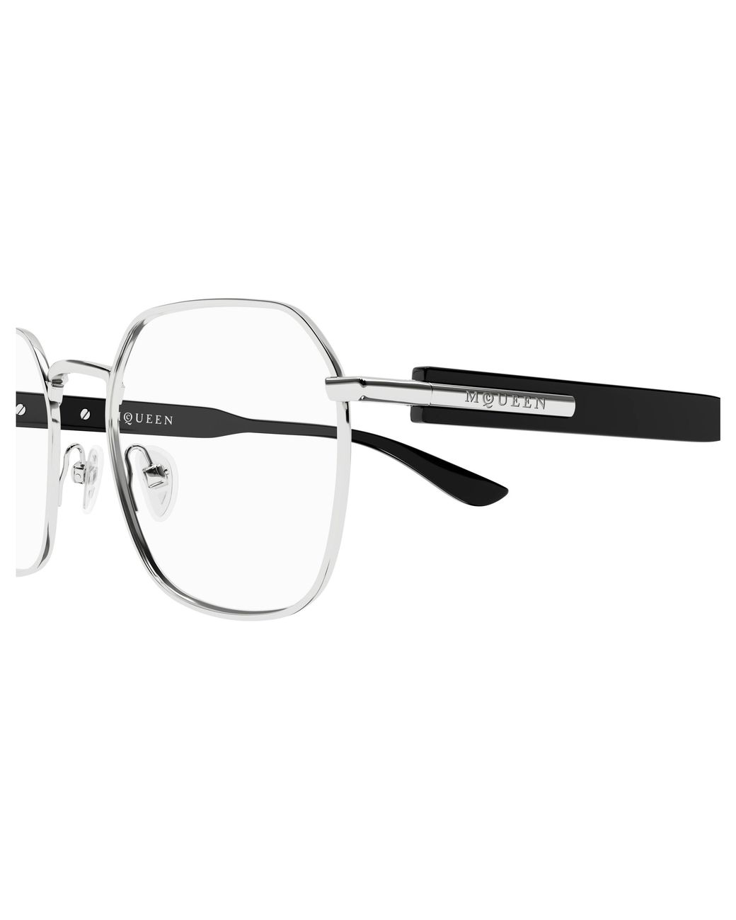 McQueen Black Am0499O 001 Optical Frames Acetate Transparent Geometric for men